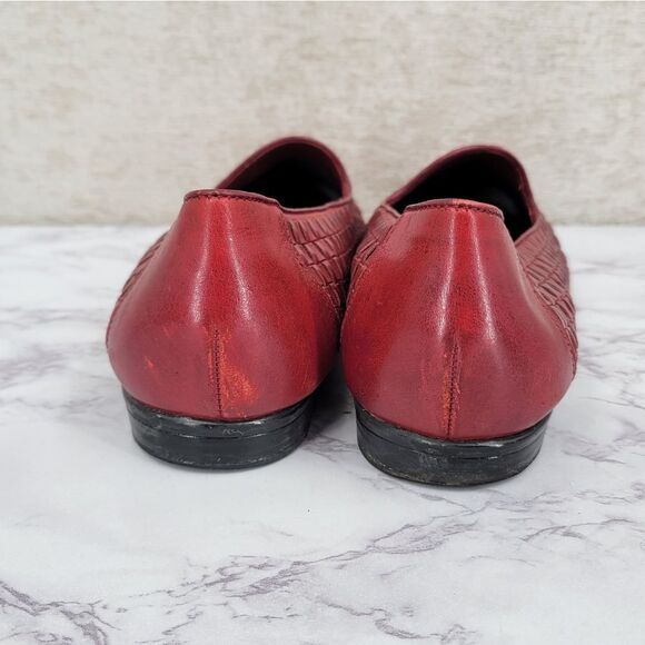 Cabin Creek Carly Ox Blood Women's Red Leather Woven Loafers Size 11M - Picture 3 of 12